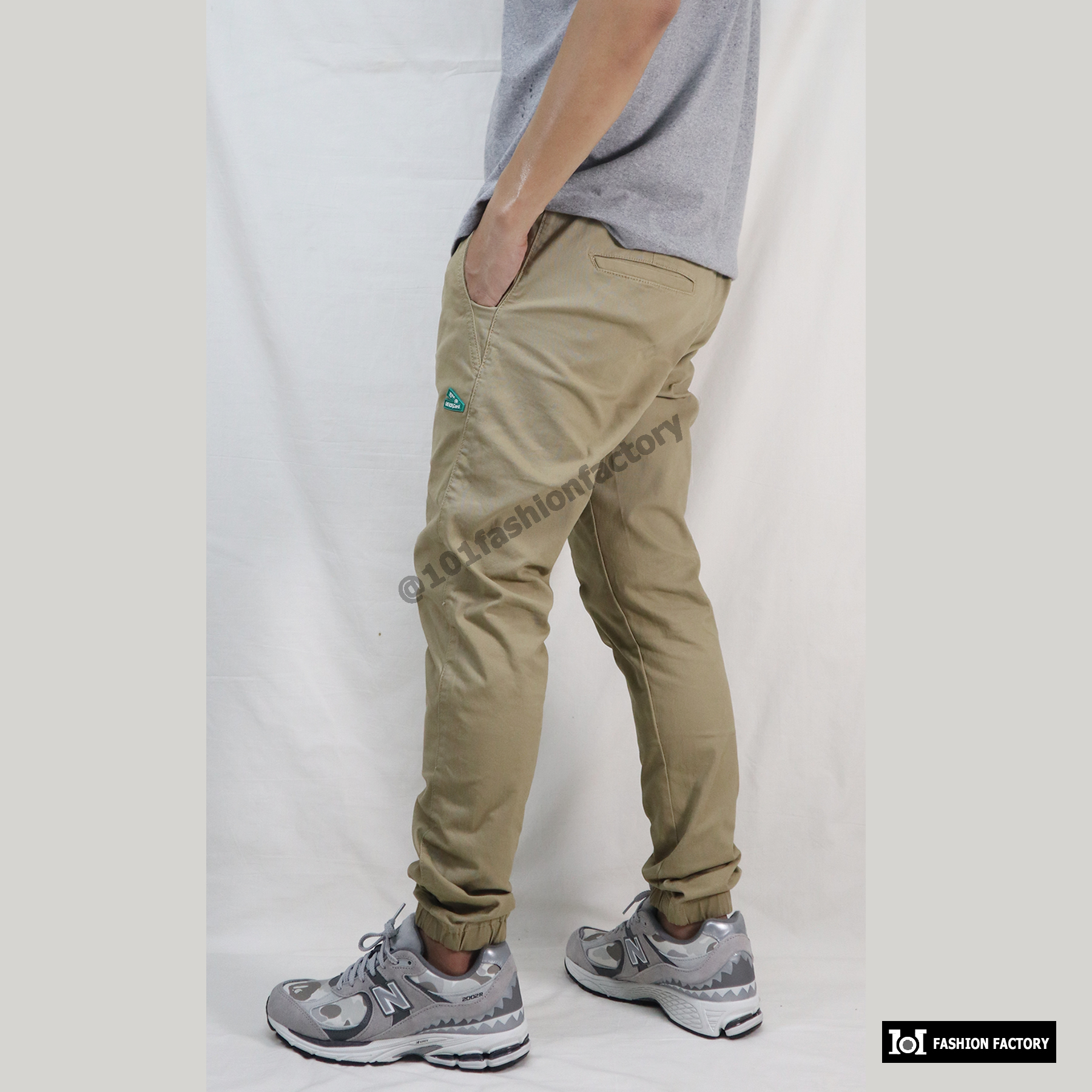 กางเกงขาจั้ม No.650/6 ผ้ายืด กางเกงแฟชั่น เรียบง่าย เข้าทุกชุด สีกากี | US101