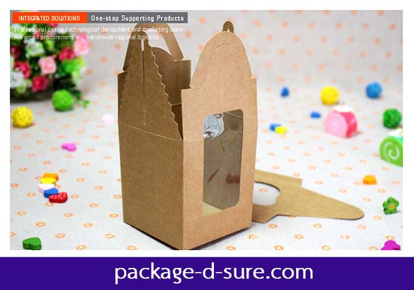 โปรโมชั่น//กล่องหูหิ้วคัพเค้ก 1 ชิ้น เจาะหน้าต่างทรงสูง 9.2x9.2x11 กระดาษคราฟ