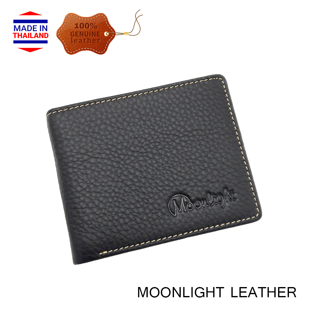 กระเป๋าสตางค์หนังวัวแท้ Moonlight รุ่น Junction ใส่แบงค์ได้ 3 ช่อง ใส่บัตรได้ 18 ใบ สีดำ สวย ทน นิ่ม มีกล่องให้