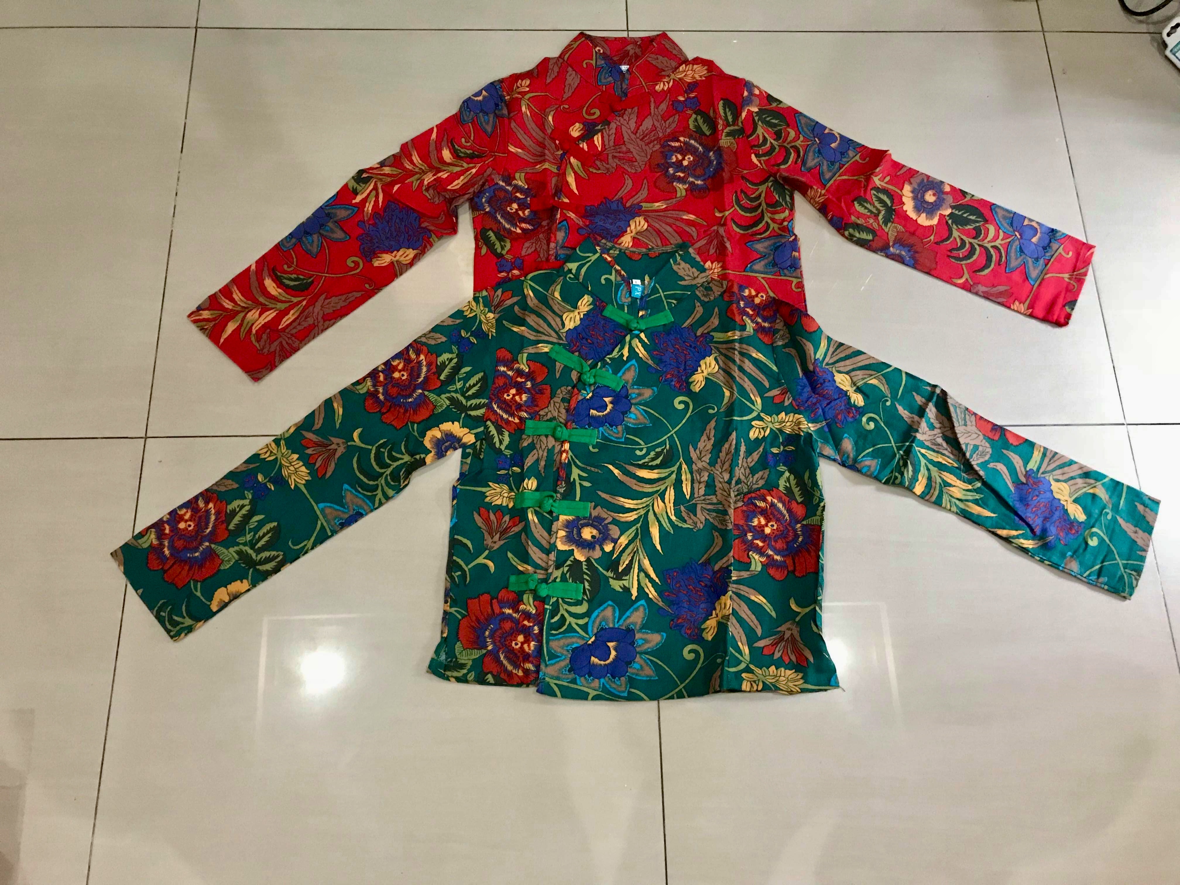 เสื้อสีเขียวลาย. ผ้าฝ้าย. รหัส SN 45 สินค้าพร้อมส่ง