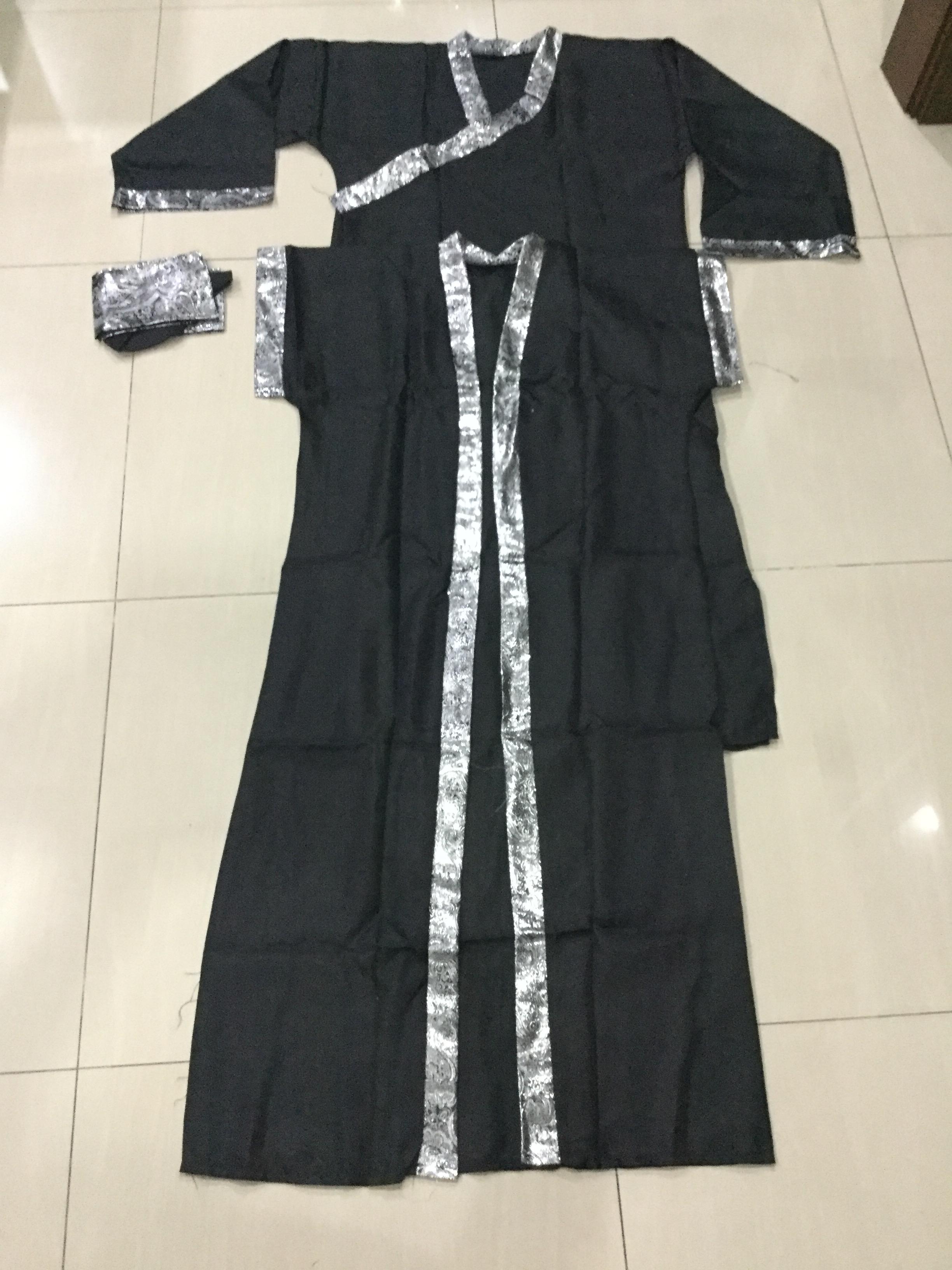 ชุดจีนฮั่น มีเสื้อคลุม สีดำ ขอบเงิน รหัส.RBB 58 สินค้าพร้อมส่ง