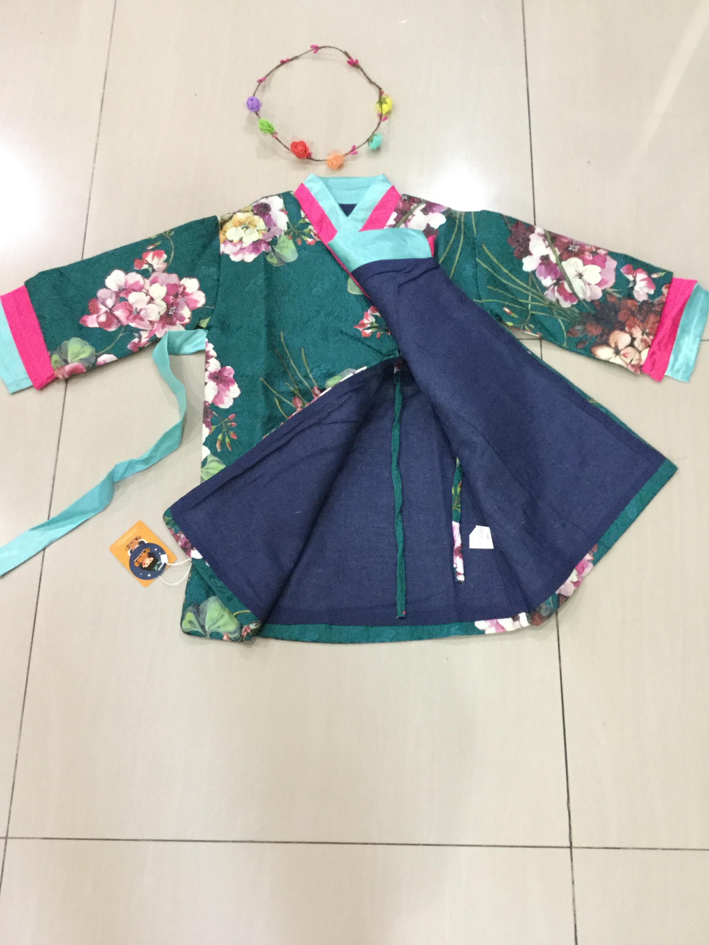 เดรสจีนฮั่น สีเขียว. ผ้า retro รหัส RT 68 สินค้าพร้อมส่ง