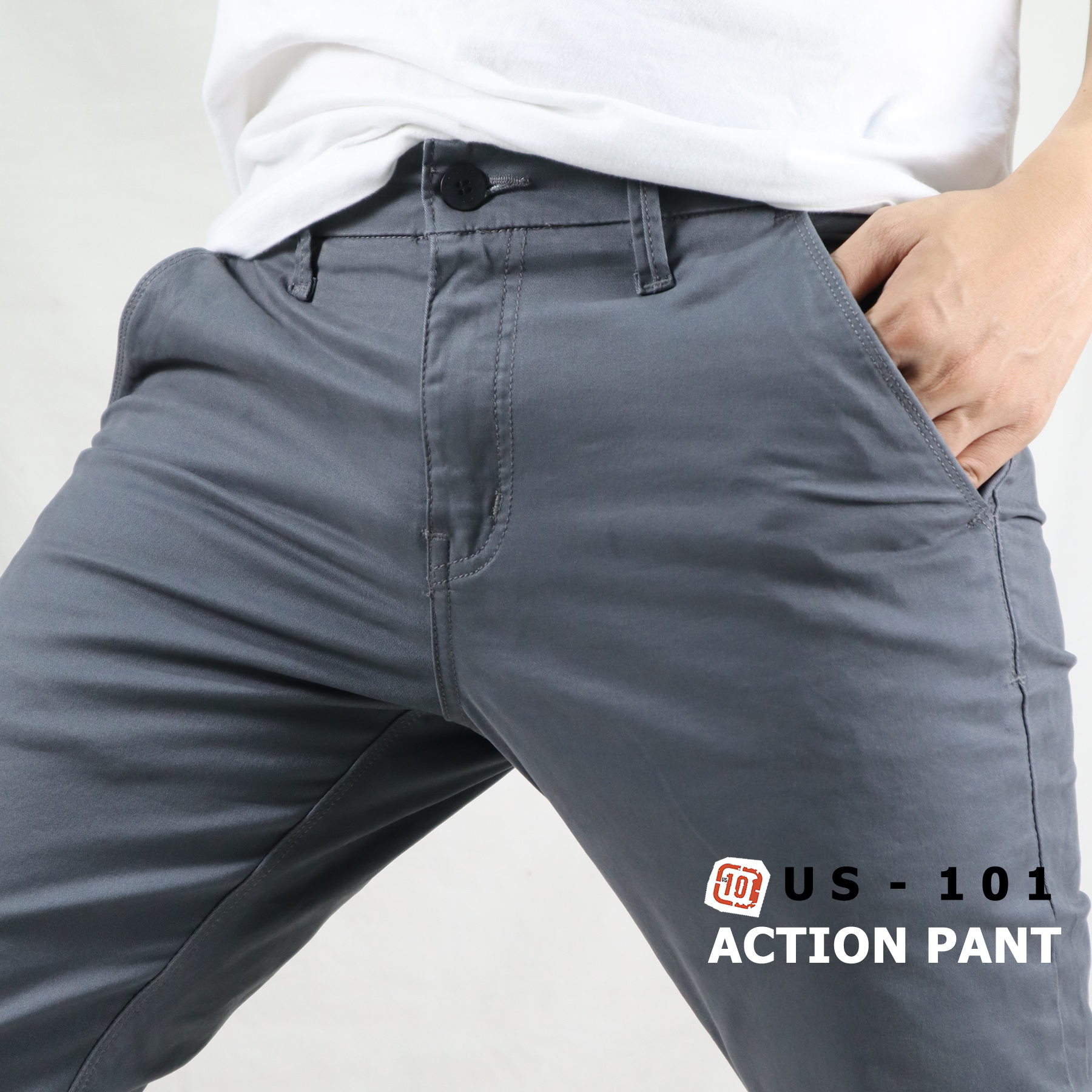 ขาเดฟชาย US616/4 กางเกงขายาวผ้ายืดคอตตอน ทำงาน+เที่ยว สีดำ |US101