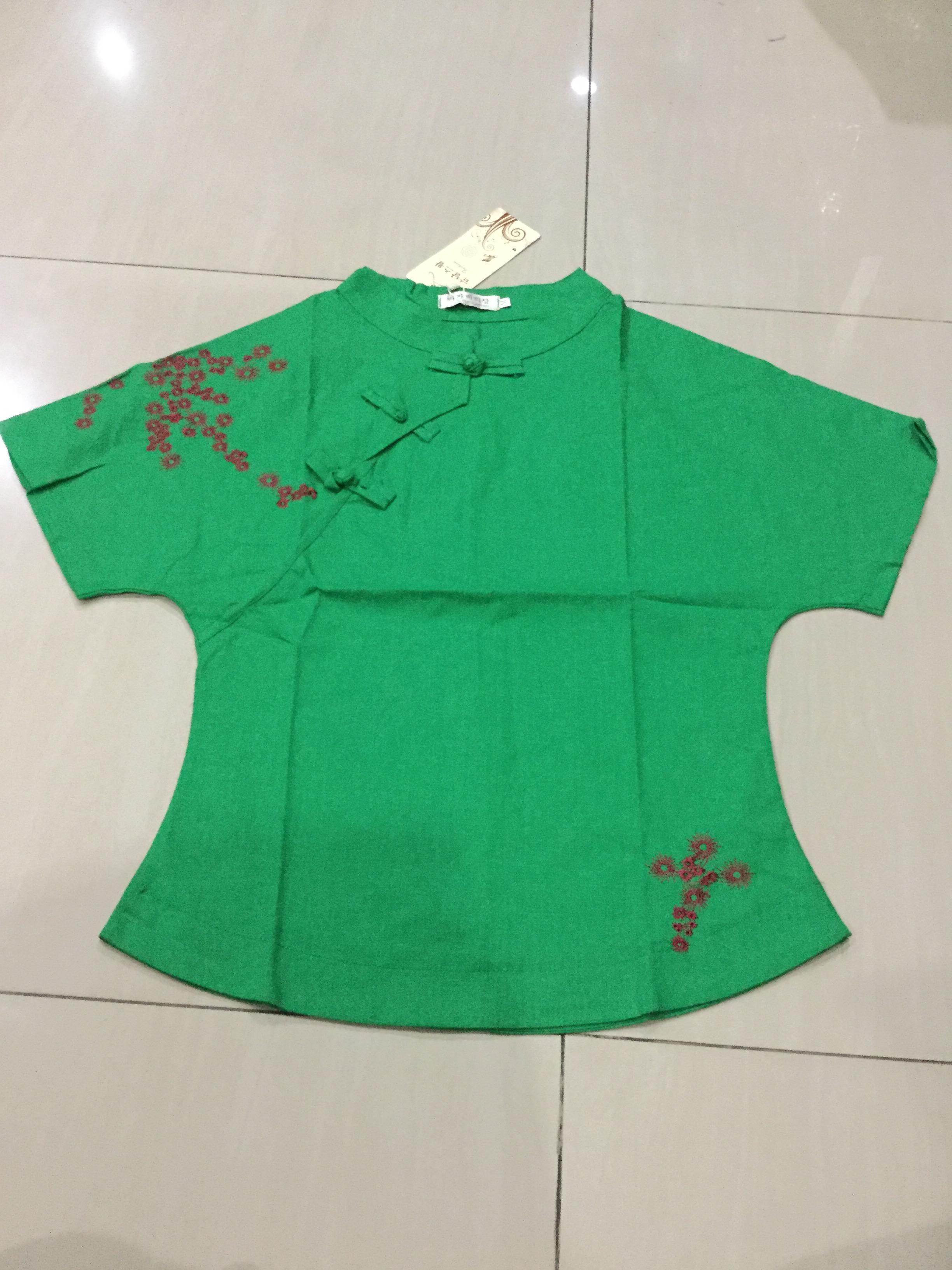 เสื้อจีนแขนสั้น ลายปัก ผ้าฝ้าย รหัส SH 34 สินค้าพร้อมส่ง