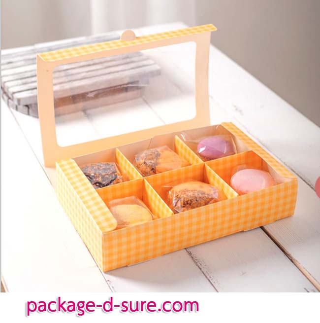 กล่องทรงผืนผ้า 6 ช่อง ลายทางสีเหลือง ขาว 23.5x15+5