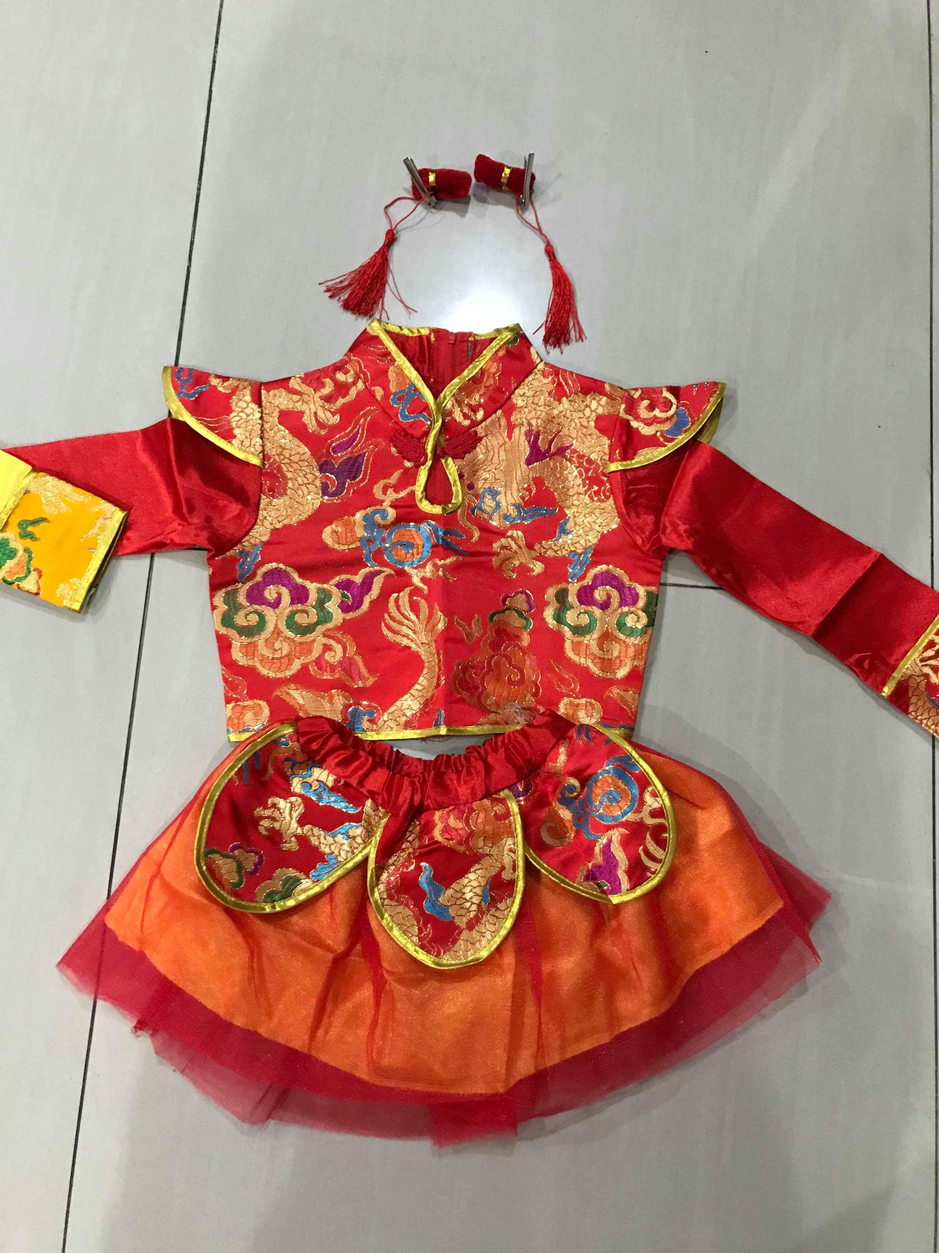 ชุดเต้นเด็กหญิงแขนยาวสีแดง รหัสPR45