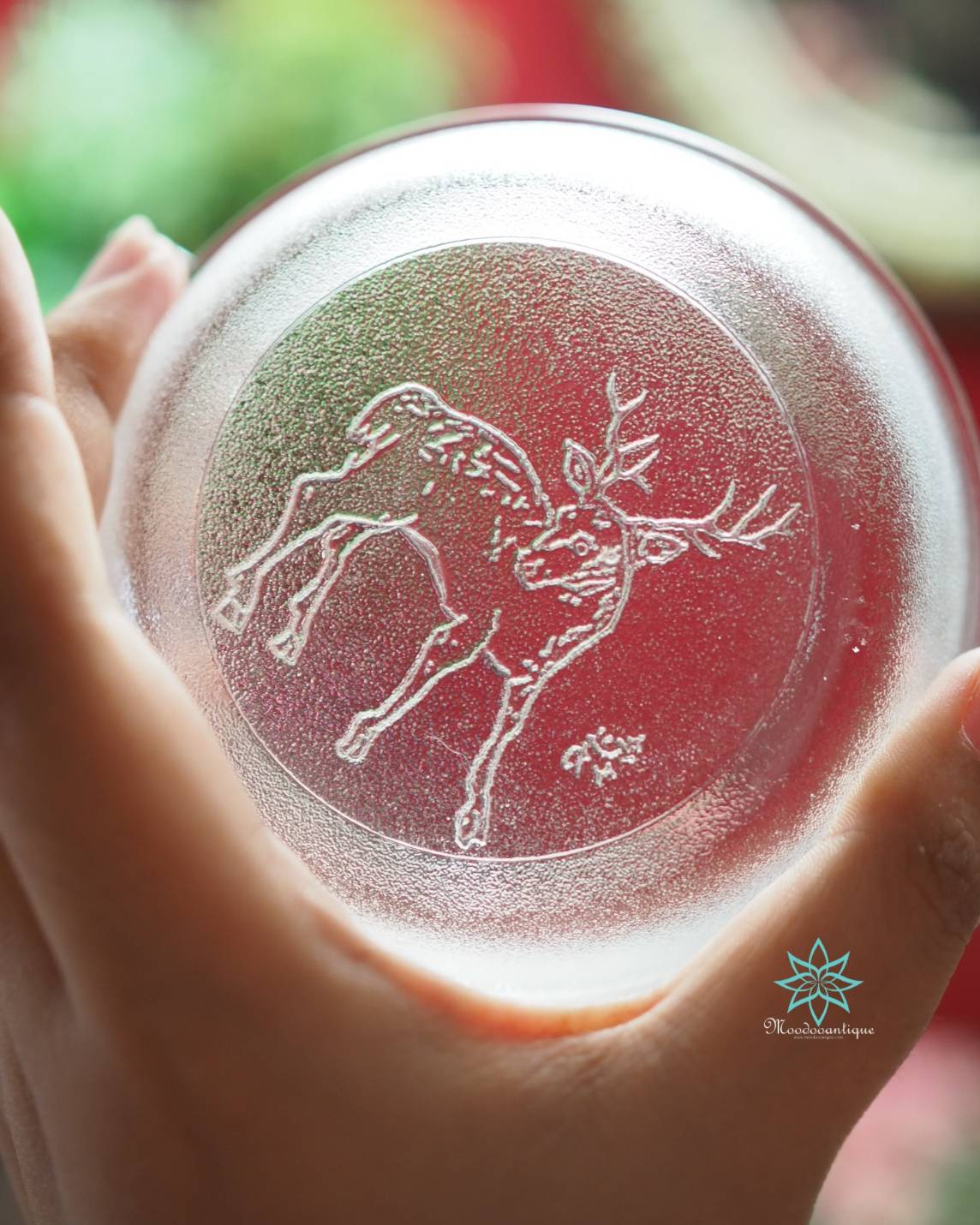 ชามแก้วลายกวาง มุนาคาตะ ชิโกะ ทรงกลม