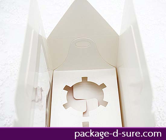 กล่องหูหิ้วคัพเค้ก 2 ชิ้น 16.5x9.3x8.8 สีฟ้าลายชมพู