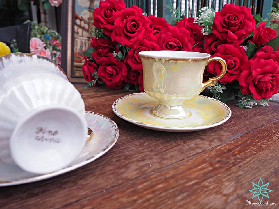 ชุดกาแฟ Fine china สีเงิน สีทอง