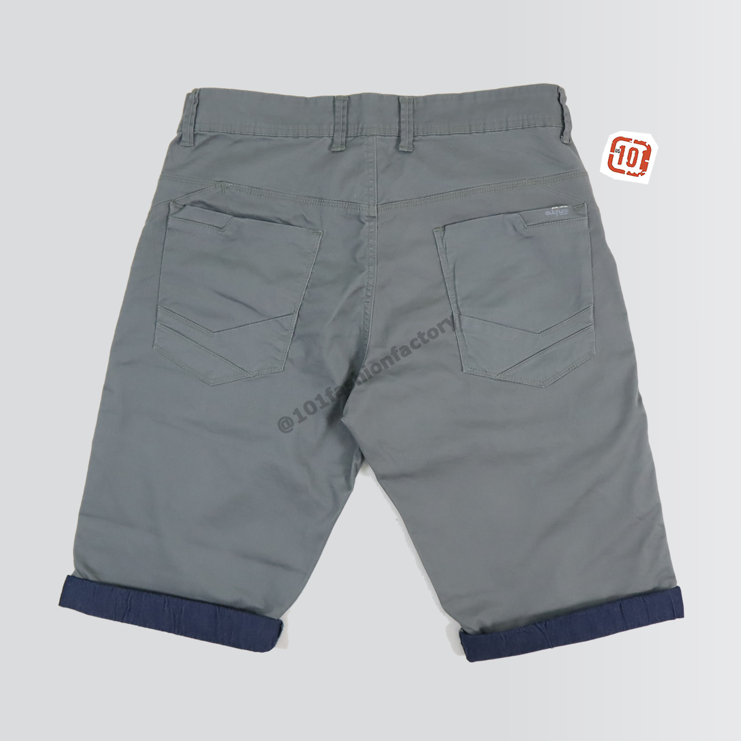 กางเกงขาสั้น 3 ส่วนพับขา NO.702/3 ดีไซน์แฟชั่น ใส่ได้ทุกวัน สีเทาเขียว | US101