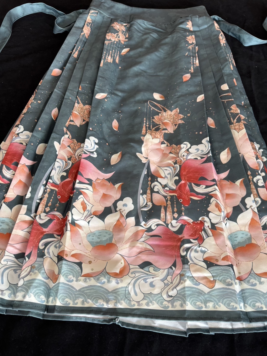 กระโปรงหม่าเมี่ยนยาว สีดำ #1