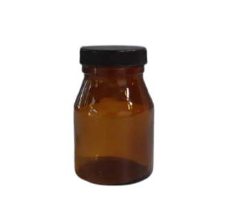 ขวดแก้วสีชาฝาดำปากกว้าง + ฝาใน 150 ml