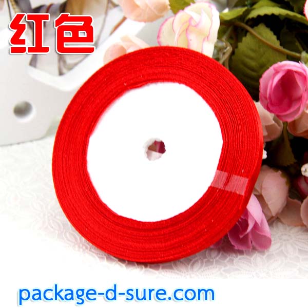 ริบบิ้นผ้า หน้ากว้าง 0.7 cm ยาว 22 m สีแดง