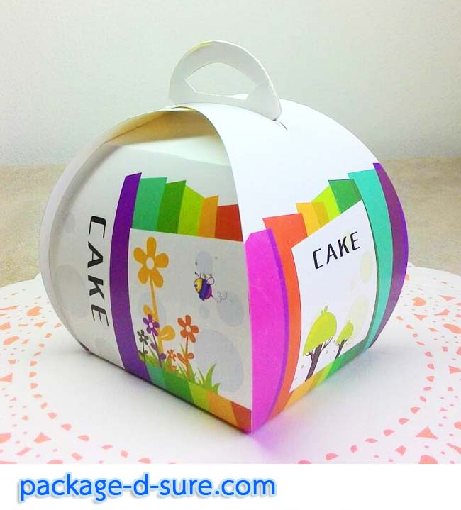 กล่องหูหิ้ว ทรงโดม เปิดบน 2 ด้าน 9x7.5x10 ลายดอกไม้ สีรุ้ง