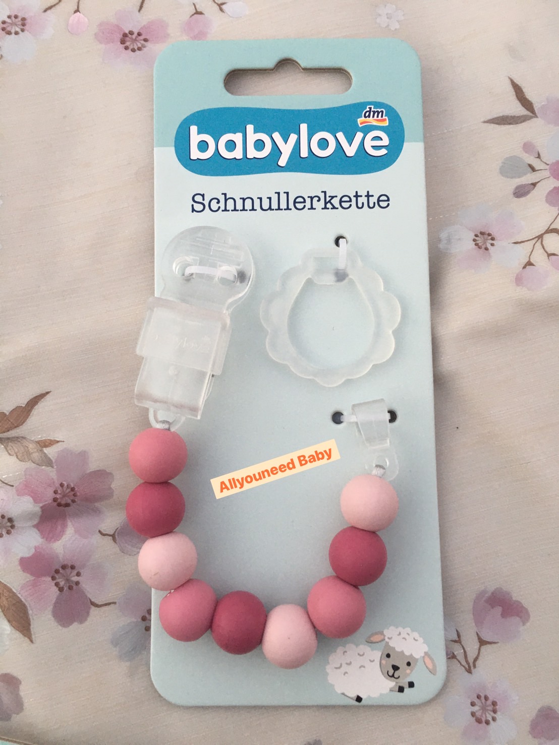 สายคล้องจุกหลอก จากเยอรมัน Pacifier chain babylove ราคา 340฿ ✔️ Pink