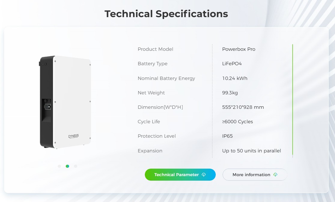 แบเตอรี่ Battery DYNESS-BATT-10.24KWH-10Y DYNESS Battery Module POWERBOXPRO-10KWH (10Y) / Battery usable energy 10.0 kWh