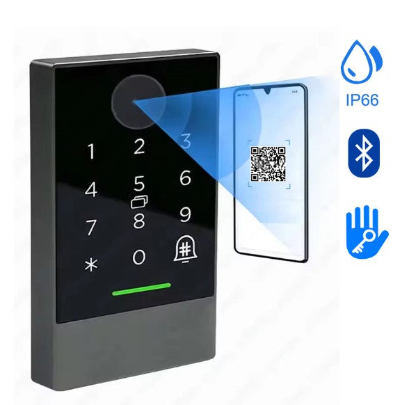 เครื่องอ่านบัตรประตูคีย์การ์ด กันน้ำ ใช้แอพได้ ผ่านแอพ TTLOCK RFID ใช้ QR Code เปิดประตูได้ รองรับบัตร/ password/ qrcode /app ผ่าน blutooth **เพิ่มเกตุเวย์สั่งการผ่าน wifi ได้