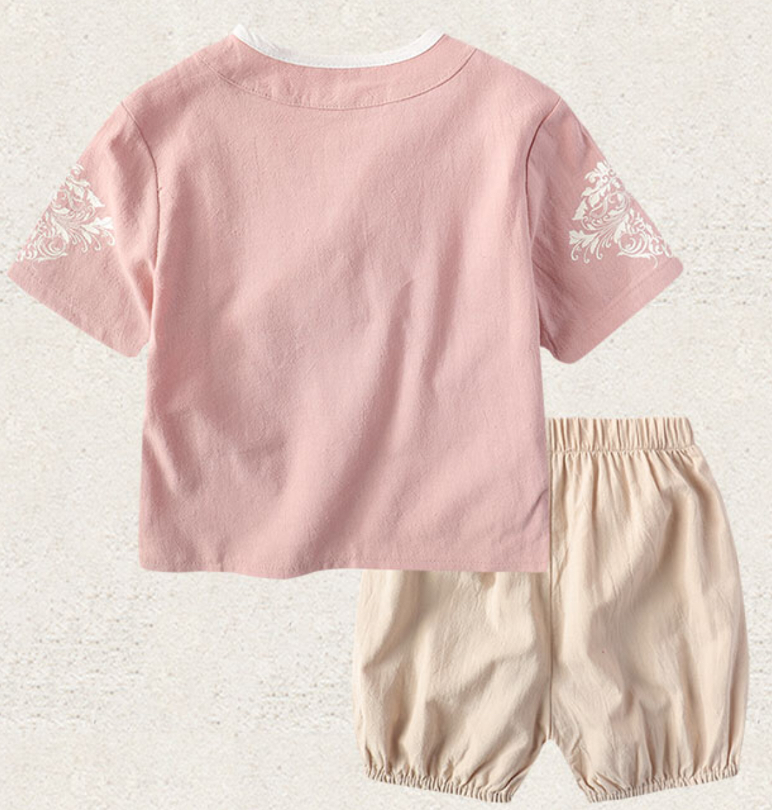 ชุดจีนเด็กชายสีชมพู ผ้าฝ้าย รหัส ZM 69 พร้อมส่ง