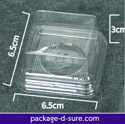 กล่องมาการองใส่ 1 ชิ้น 6.5x6.5+3.2 พลาสติกใส ฝาครอบบน แพค 6 ใบ