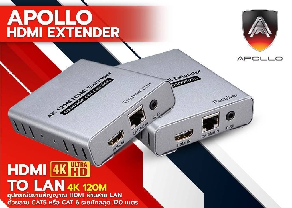 HDMI EXTENDER 120M. HDMI 4K ใช้สายแลนLan Cat5e-6