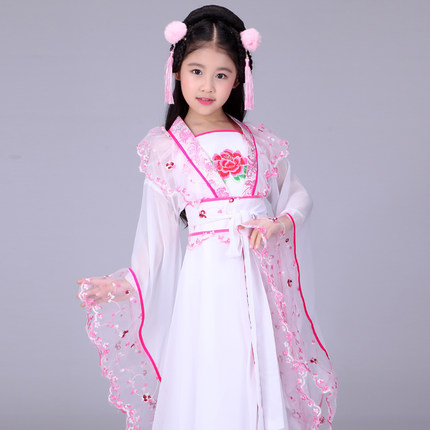 ชุดจีนฮั่นสีชมพูลายปัก รหัส HA65 สินคเาพร้อมส่ง