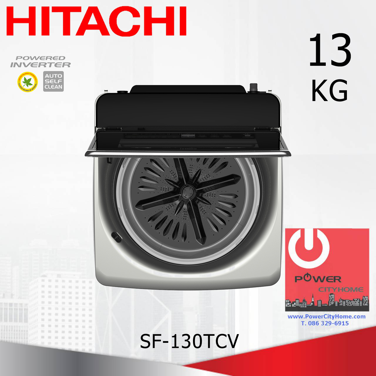 เครื่องซักผ้า Hitachi Dual Jet 1 ถัง 13 กก. รุ่น SF-130TCV