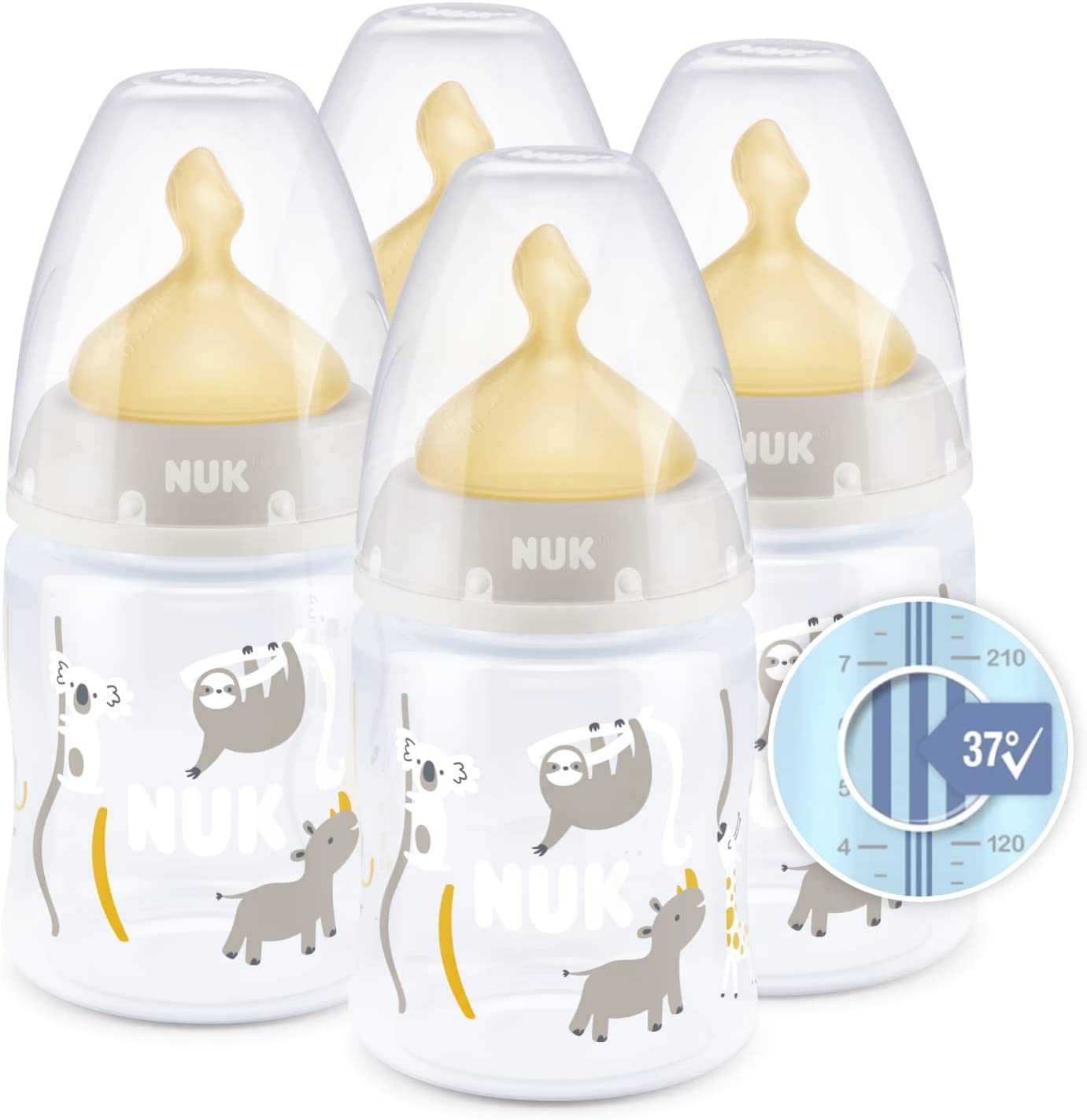 💥เซตแบ่งขาย💥 ขวดนมเด็กติดเต้า Nuk First Choice + Temperature Control 150ml Latex Teat 🇩🇪 made in Germany จุกนม Nuk จุกนมเสมือนนมแม่ ⭐️ Bottoms Set 4 ขวด