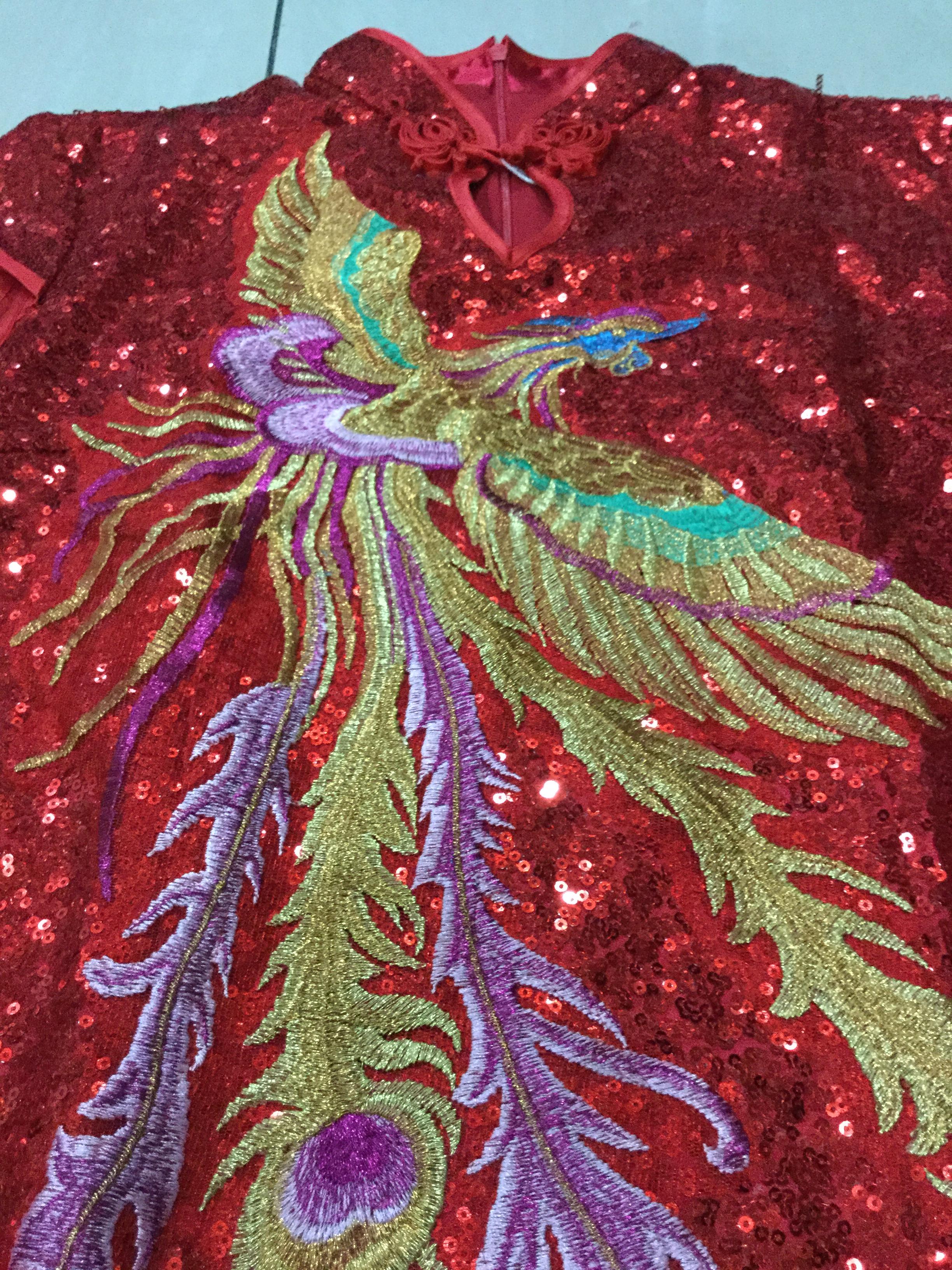 กี่เพ้ายาว สี Red phoenix รหัส HO 186 สินค้าพร้อมส่ง