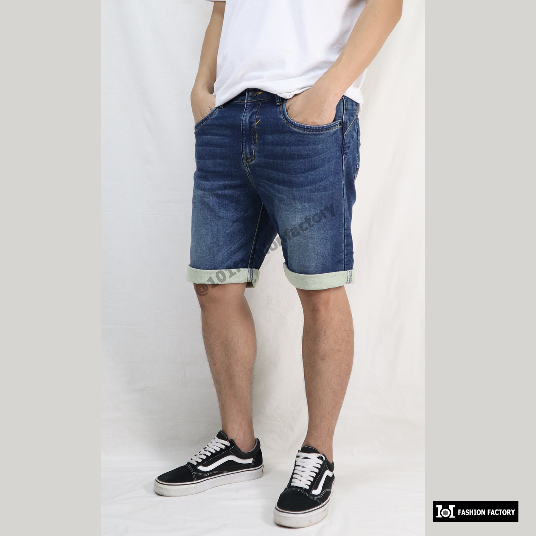 กางเกงยีนส์ขาสั้น US652/9 ยีนส์ผ้ายืดแฟชั่น ใส่สบาย สีอ่อน | US101