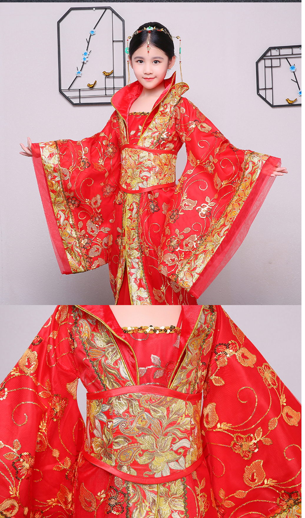 ชุดองค์หญิงราชวงศ์ถัง สีแดง. รหัสFIN 158 สินค้าพร้อมส่ง