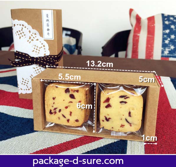 กล่องมาการองสั้น 2 ชิ้น 6.5x14.5x5.4 กระดาษคราฟ