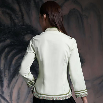 เสื้อจีนผ้าฝ้ายสีเขียว S99