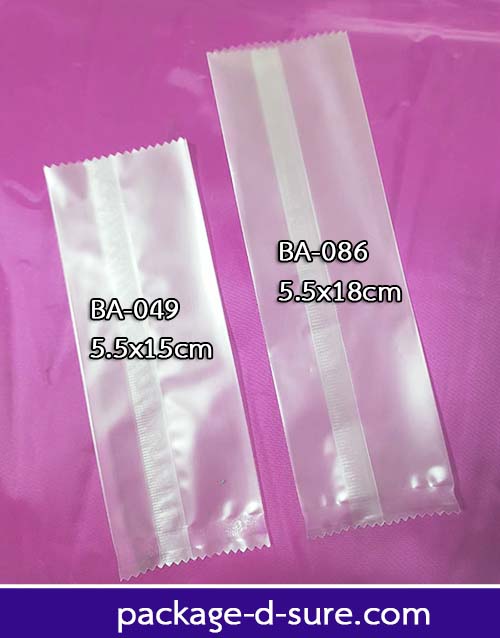 โปรโมชั่น//ถุงซีลกลาง ขอบหยัก 5.5x18 เนื้อกึ่งขุ่น แพ็ค 100 ใบ