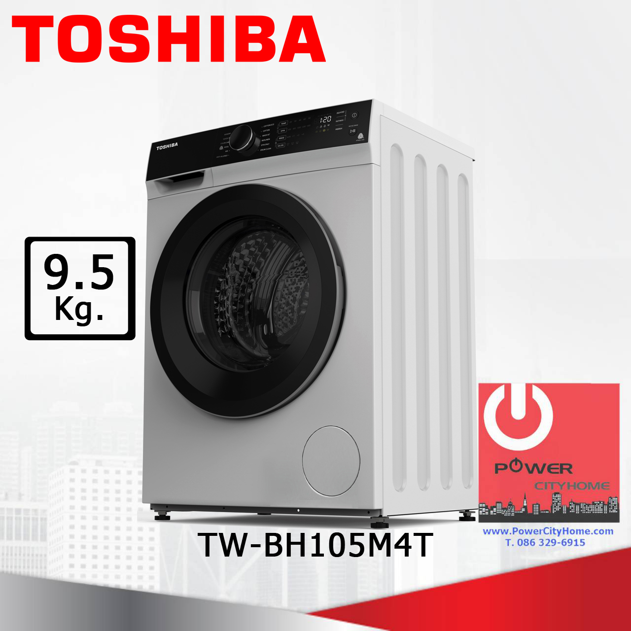 เครื่องซักผ้า Toshibaฝาหน้า 9.5 Kg. รุ่น TW-BH105M4T
