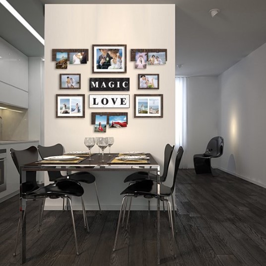 ชุดกรอบรูปติดผนัง Magic Love กรอบรูป 5 ชิ้น + ป้ายหนีบรูป + ป้ายตกแต่ง พร้อมวัสดุติดตั้ง