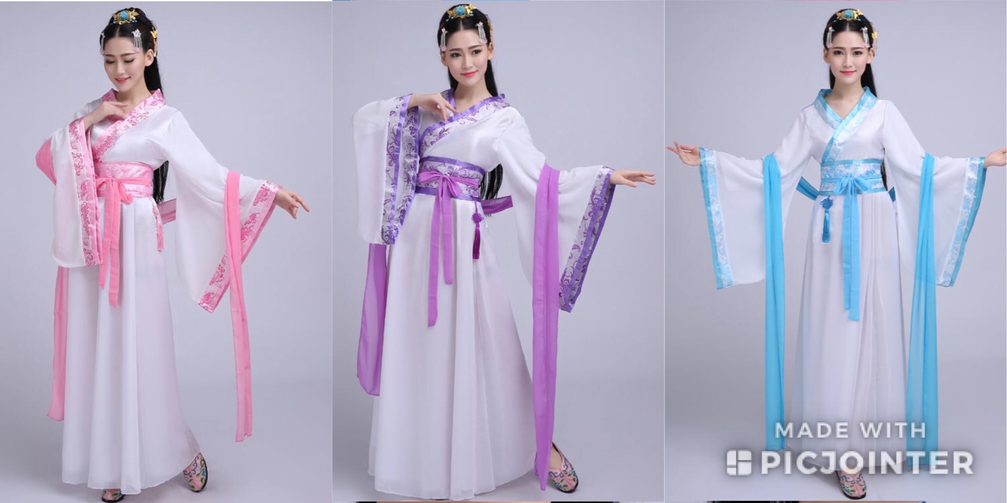 ชุดจีนสตรีฮั่นโบราณสีชมพู สีฟ้า สีม่วง รหัส MN 58 สินค้าพร้อมส่ง
