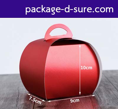 กล่องหูหิ้ว ทรงโดม เปิดบน 2 ด้าน 9x7.5x10 สีแดงเข้มเคลือบเงา