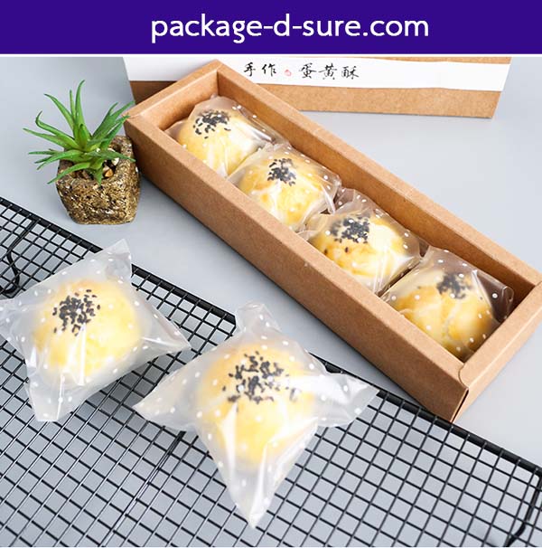 ถุงคุกกี้แถบกาว 8x10 เนื้อกึ่งขุ่น ลายจุดขาว แพ็ค 100 ใบ