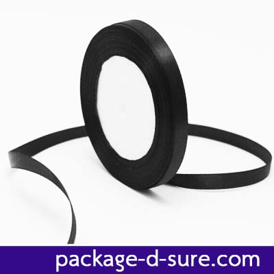 ริบบิ้นผ้า หน้ากว้าง 1 cm ยาว 22 m สีดำเข้ม