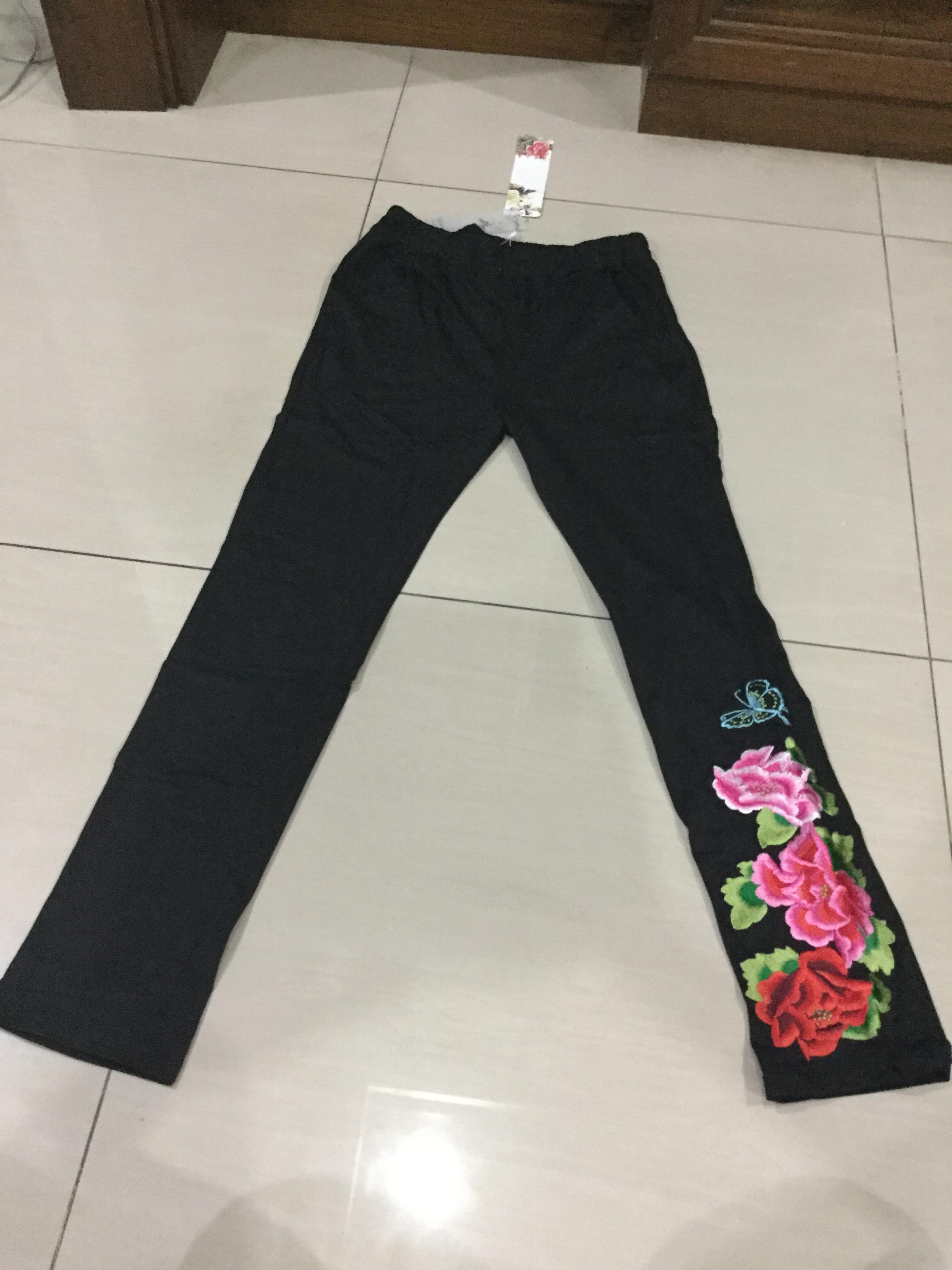 กางเกง ผ้าฝ้าย สีดำ รหัส V 34 สินค้าพร้อมส่ง