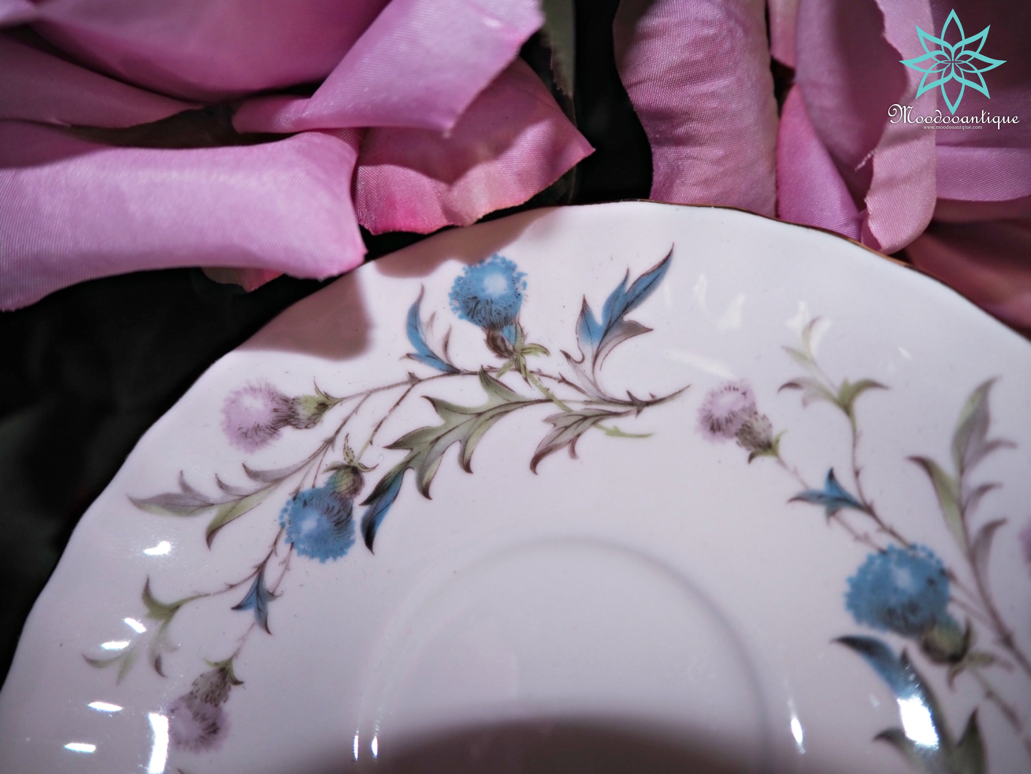 Royal Albert Brigadoon Teacup Trio Pink Blue Bone China