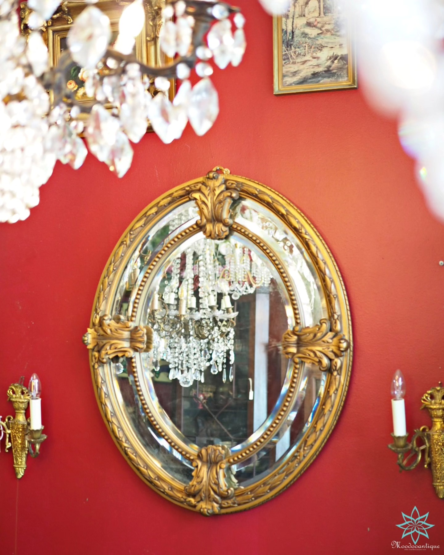 กระจกกรอบไม้ลงสีทองitaly