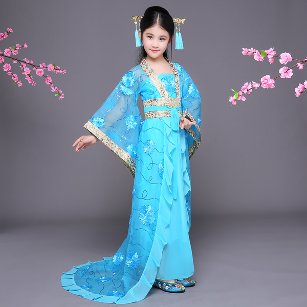 ชุดเด็กหญิงราชวงค์ถัง สีฟ้า. รหัส BP 90 สินค้าพร้อมส่ง