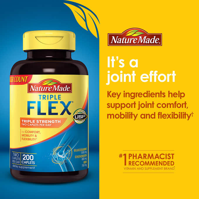 Nature Made TripleFlex Triple Strength 200 เม็ด บำรุงไขข้อ ข้อต่อค่ะ หมดอายุ 07/2026