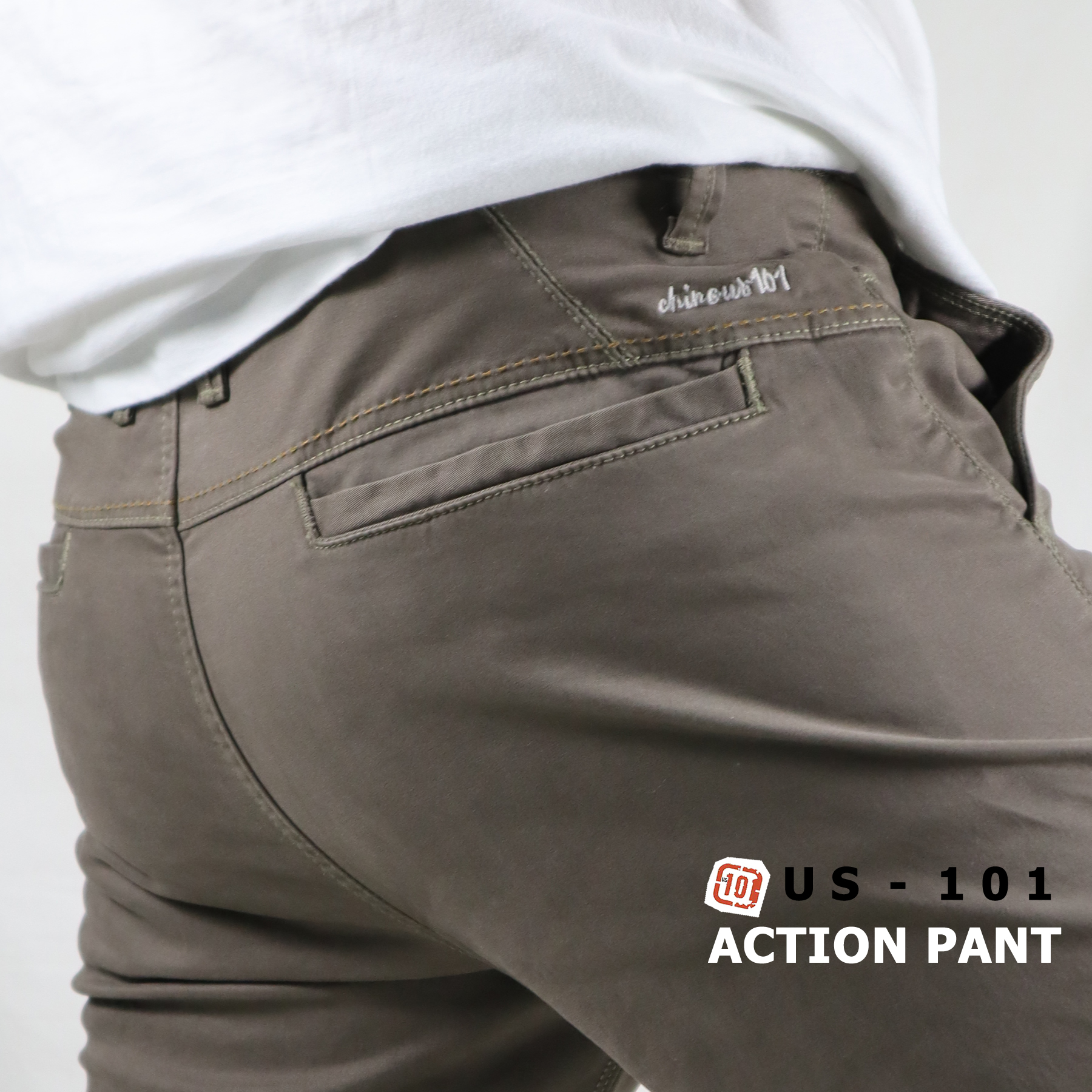 ขาเดฟชาย US616/4 กางเกงขายาวผ้ายืดคอตตอน ทำงาน+เที่ยว สีดำ |US101