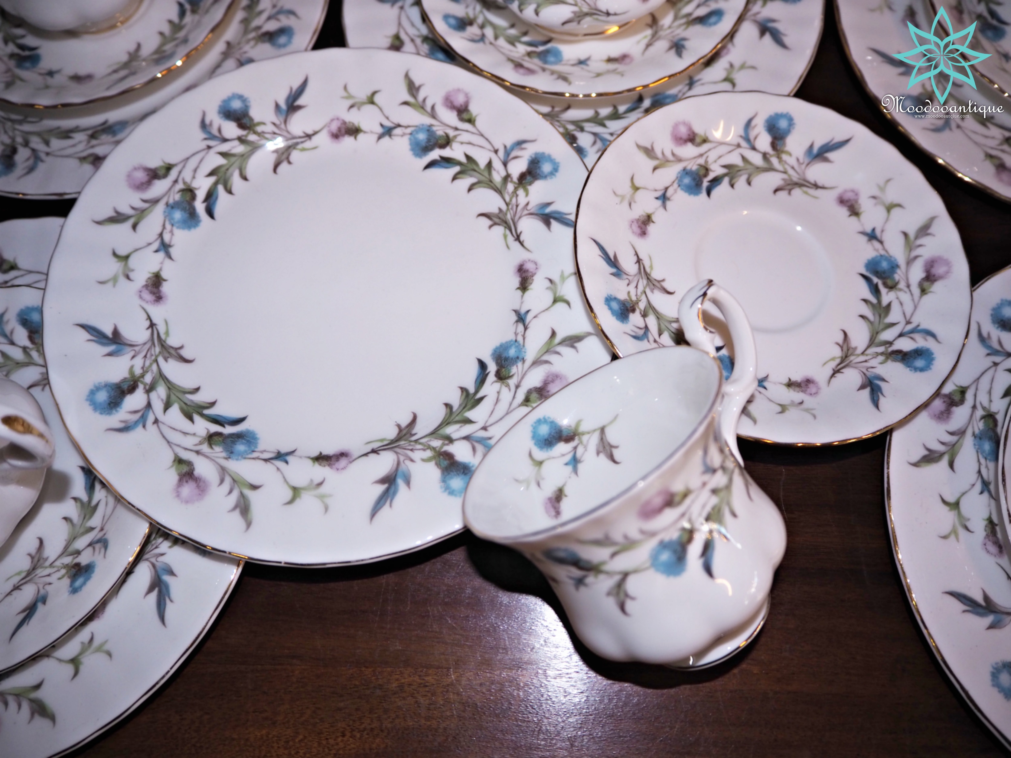 Royal Albert Brigadoon Teacup Trio Pink Blue Bone China