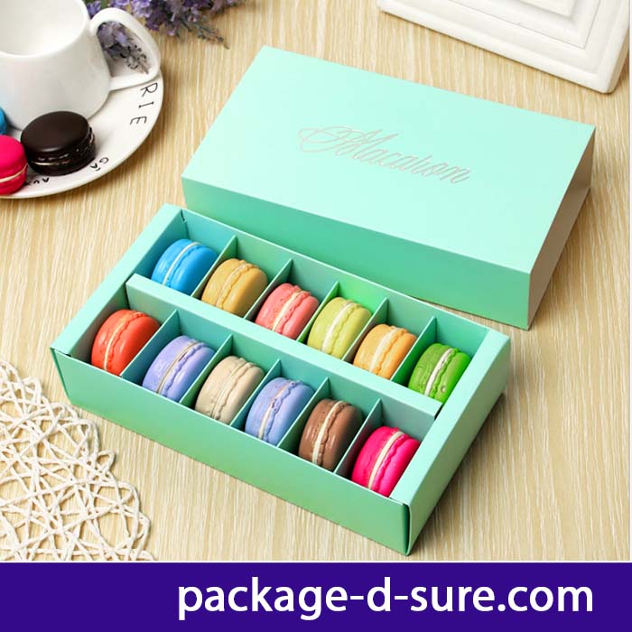 โปรโมชั่น//กล่องมาการอง 12 ชิ้น 20x11x5 สีเขียวมิ้นต์ ลายเซ็นต์ macaron