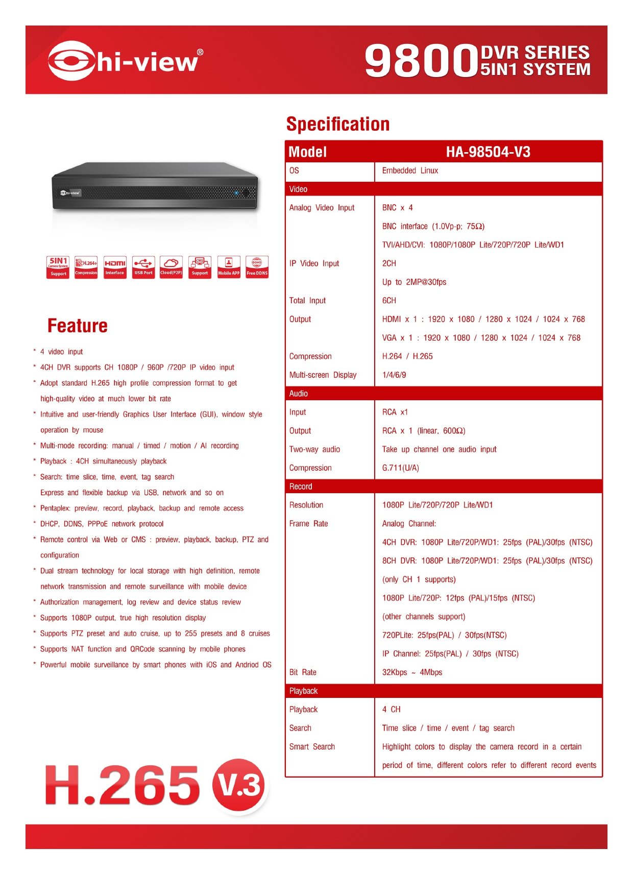 ชุดโปรกล้องวงจรปิด พร้อมติดตั้ง 4 ตัว hiview HA-98504-V3 / HA-923B20ML * 4 ภาพสี+ เสียง ดูผ่านมือถือได้ กล้อง HD ประกันสินค้า 1 ปี / ประกันงานติดตั้ง 1ปี