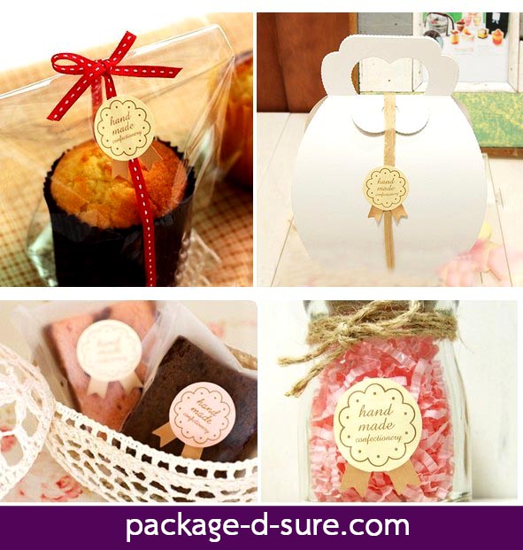 สติกเกอร์ ลายโบว์ Hand Made ชมพู แพ็ค 5 แผ่น 75 ดวง