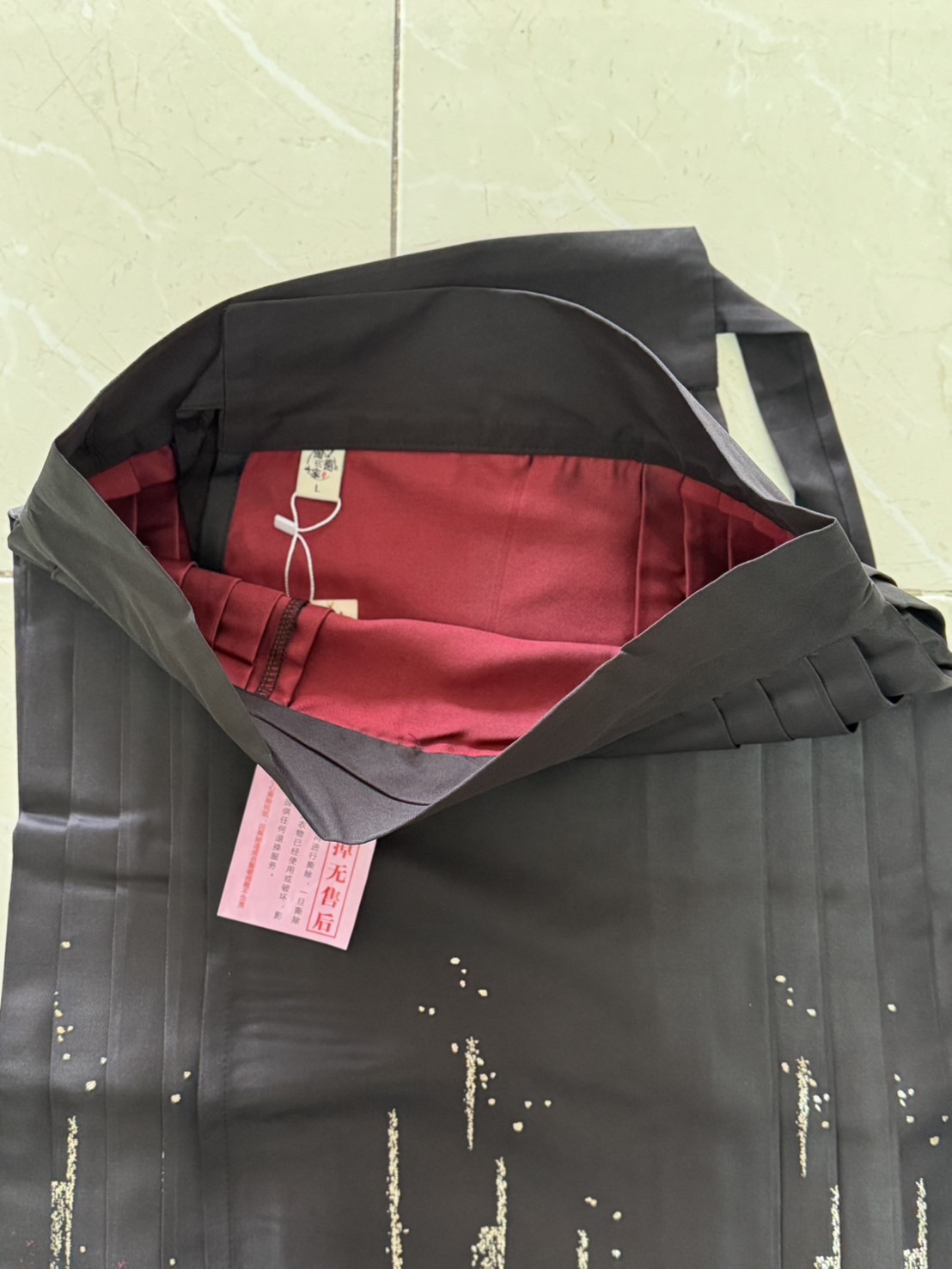 กระโปรงหม่าเมี่ยนยาว สีน้ำแดง รหัส617